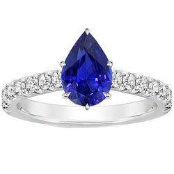 Dames edelsteen ring peer geslepen blauwe saffier met accenten 5,50 karaat