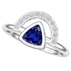 Dames edelsteen sieraden biljoen bezel set blauwe saffier ring 2 karaat