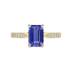 Dames edelsteen sieraden blauwe saffier ring geaccentueerde diamanten 3 karaat