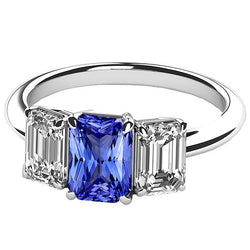 Dames edelsteen stralende saffier ring smaragd diamanten VVS1 4 karaat