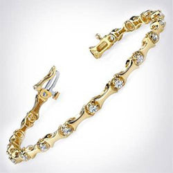 Dames geelgouden ronde geslepen diamanten tennisarmband 2,20 karaat