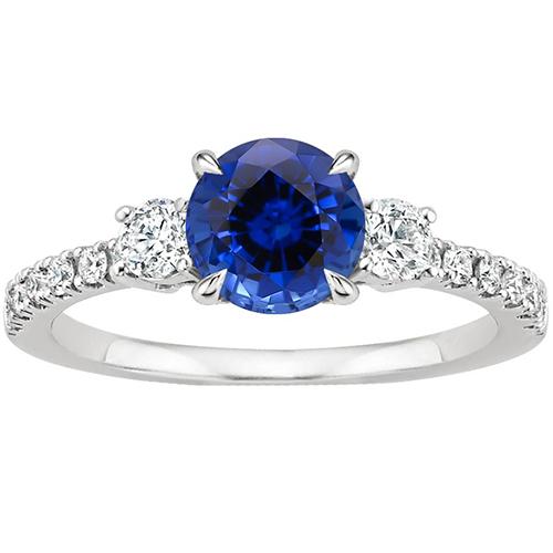Dames gouden diamanten ring blauwe saffier 3 stenen stijl ring 3 karaat nieuw - harrychadent.nl