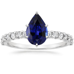 Dames gouden edelsteen ring Prong blauwe saffier en diamanten 7,25 karaat