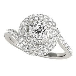 Dames gouden oude geslepen ronde Halo diamanten ring gedraaide stijl 4,75 karaat