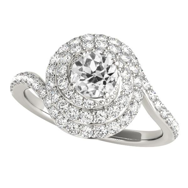 Dames gouden oude geslepen ronde Halo diamanten ring gedraaide stijl 4,75 karaat - harrychadent.nl