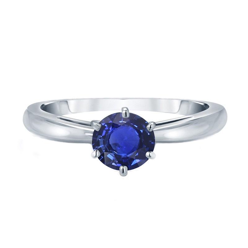 Dames gouden ring blauwe saffier Solitaire 1,50 karaat geknepen schacht - harrychadent.nl