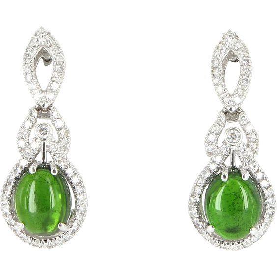Dames groene toermalijn diamant bengelen oorbel goud 14K 21,02 Ct - harrychadent.nl