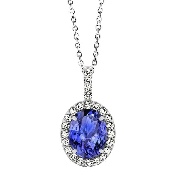 Dames hanger diamanten blauw tanzaniet 16.50 ct wit goud 14K sieraden - harrychadent.nl