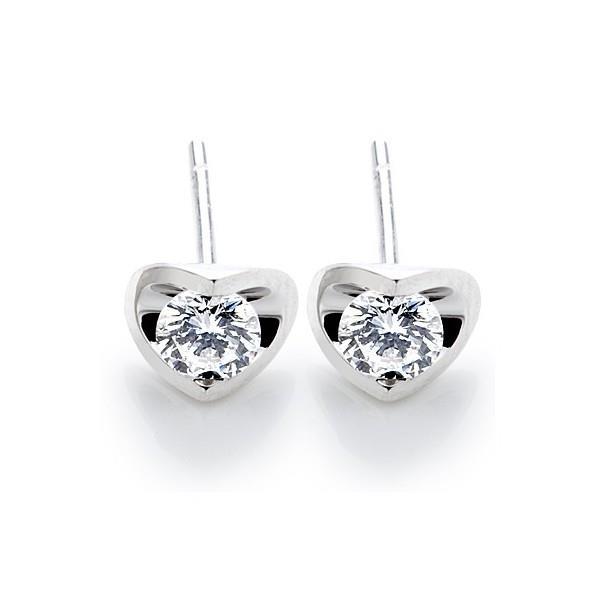 Dames hartvormige oorknopjes 2 ct ronde geslepen diamanten wit goud - harrychadent.nl