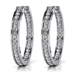Dames hoepel oorbellen wit goud 3.40 ct sprankelende ronde geslepen diamanten
