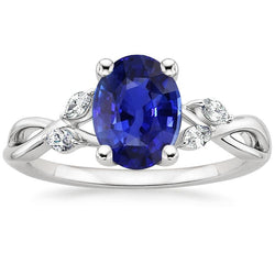 Dames jubileumring blauwe saffier en markiezin accenten 2,50 karaat