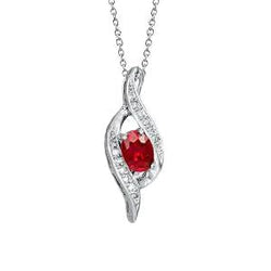Dames ketting hanger 1.70 karaat robijn met diamanten wit goud 14K