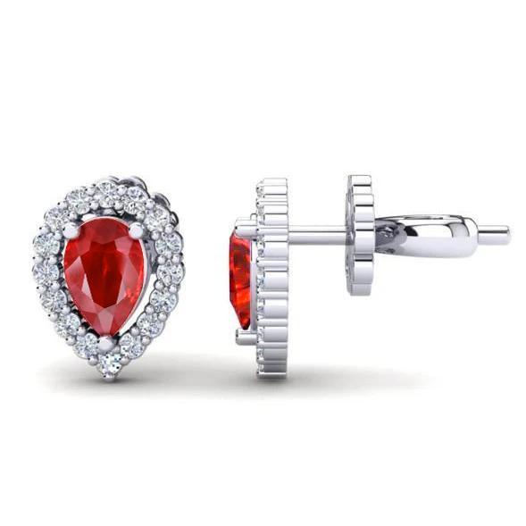 Dames oorknopjes 4.32 karaat robijn en diamanten wit goud 14K - harrychadent.nl