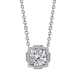 Dames ronde diamanten halsketting hanger 1 karaat witgoud 14K