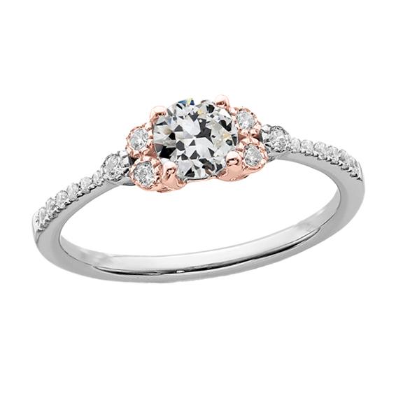 Dames ronde oude mijn geslepen diamanten ring tweekleurig goud 2,50 karaat - harrychadent.nl