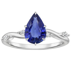 Dames saffier ring peer met markiezin diamanten accenten 4,50 karaat