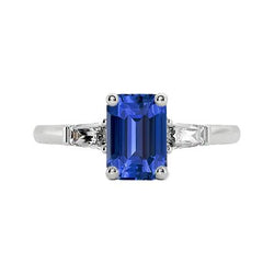 Dames sieraden drie stenen smaragd blauwe saffier ring 2,50 karaat
