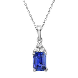 Dames smaragd Ceylon saffier & diamanten hanger ketting 1,25 karaat