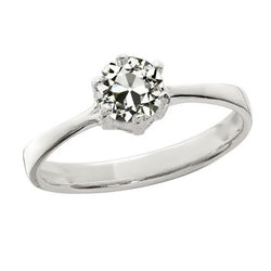 Dames solitaire ring rond oud geslepen diamant taps toelopende schacht 1,50 karaat