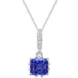 Dames stralende saffier en diamanten hanger 12 Prong Set 2,25 karaat