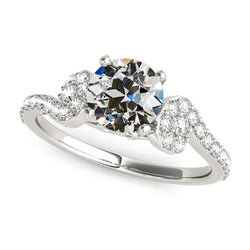 Dames verlovingsring oude mijn geslepen diamant 4 karaat sieraden