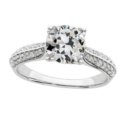 Dames verlovingsring ronde oude mijn geslepen diamant 4 karaat sieraden
