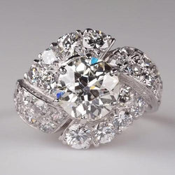 Dames vintage stijl ronde diamanten oude mijn geslepen ring 4 karaat
