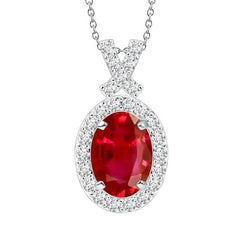 Dames witgoud 14K hanger ketting 3,80 karaat rode robijn diamanten