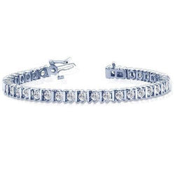 Dames Witgoud Ronde Natuurlijke Diamanten Tennisarmband 10 Karaat