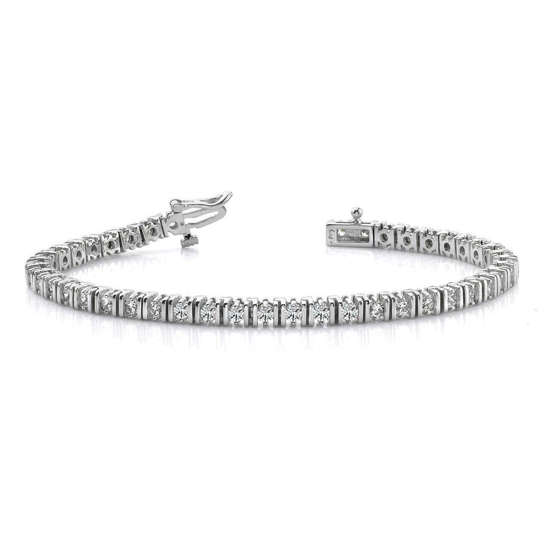 Dames 6,75 ct Ronde Geslepen Echt Diamanten Dubbele Schakel Tennisarmband Wit Goud - harrychadent.nl