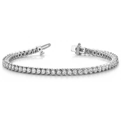 Dames 6 Karaat Ronde Echt Diamanten Tennisarmband Wit Goud 14K
