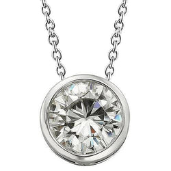 Dames Echt Labgekweekt Diamanten Collier Hanger Kastzetting 2 Karaat Witgoud 14K
