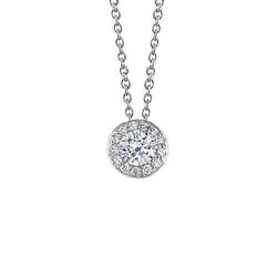 Dames Echt Diamanten Hanger G Vs1/Vvs1 Rond Geslepen 0,75 Karaat Witgoud 14K