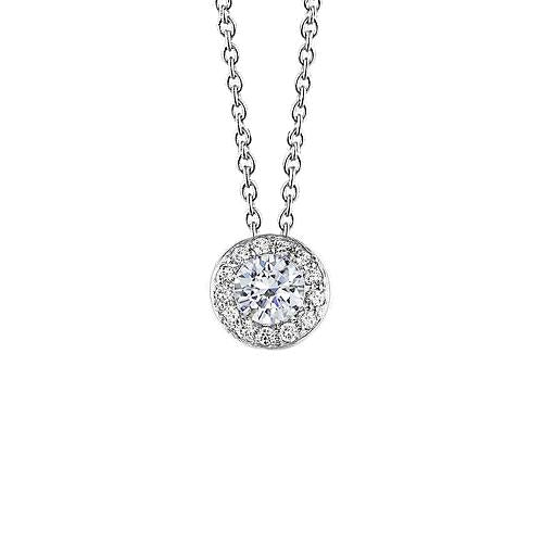 Dames Echt Diamanten Hanger G Vs1/Vvs1 Rond Geslepen 0,75 Karaat Witgoud 14K
