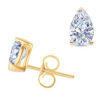 Dames Echt Diamanten Oorknopjes Paar 1,50 Ct. Geel Goud