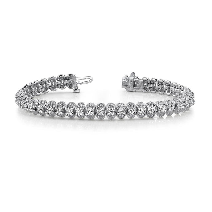 Dames Echt Diamanten Tennisarmband Rond Geslepen 5,40 Karaat Wit Goud 14K