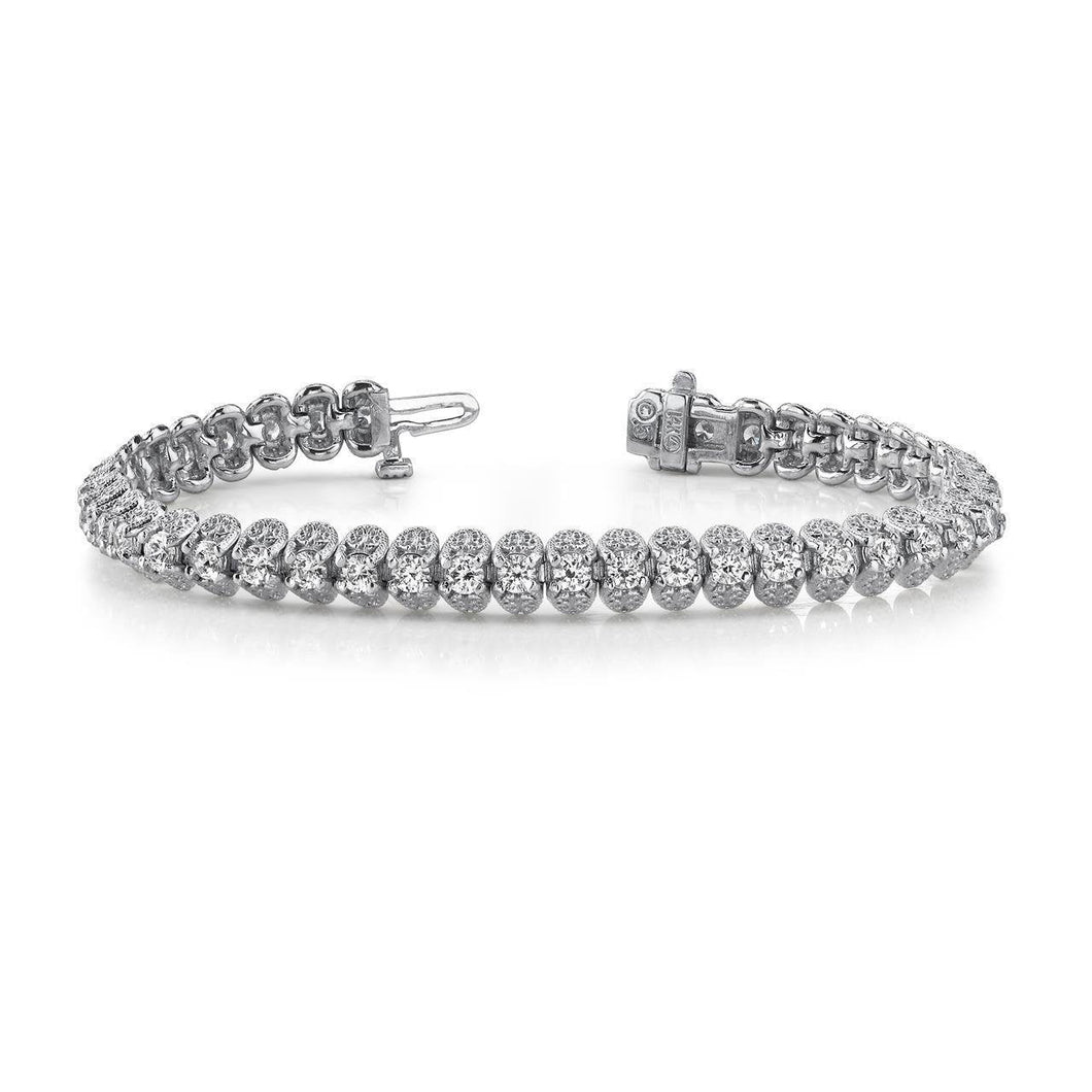 Dames Echt Diamanten Tennisarmband Rond Geslepen 5,40 Karaat Wit Goud 14K