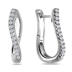 Dames Echt Diamond Hoop Earring Solid White Gold Fine Jewelry 3.10 Karaat