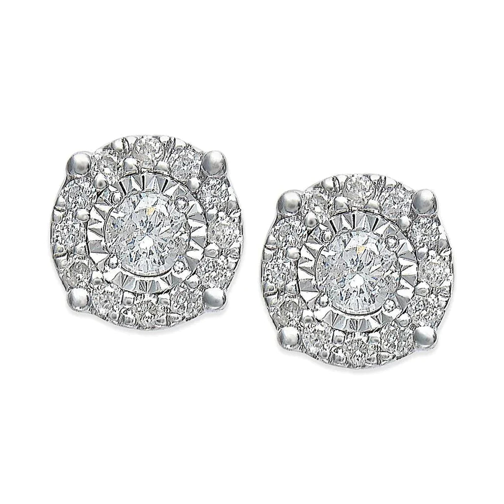 Dames Halo Oorknopjes 2,70 Ct Ronde Echt Diamant Geslepen Montage