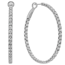 Dames Hoepel Oorbellen 4,00 karaat Ronde Geslepen Echt Diamanten Wit Goud 14K