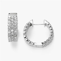 Dames Hoepel Oorbellen 5,10 Karaat Ronde Geslepen Echt Diamanten 14K Wit Goud