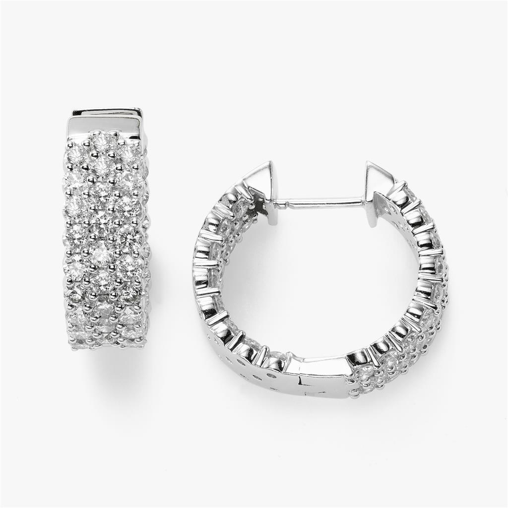 Dames Hoepel Oorbellen 5,10 Karaat Ronde Geslepen Echt Diamanten 14K Wit Goud - harrychadent.nl