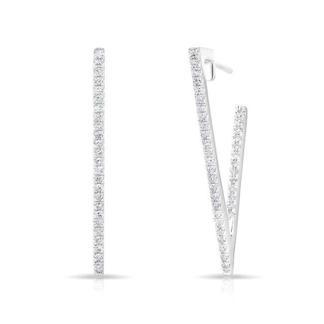 Dames Hoepel Oorbellen Rond Geslepen 3,00 Karaat Echt Diamanten 14K Wit Goud - harrychadent.nl