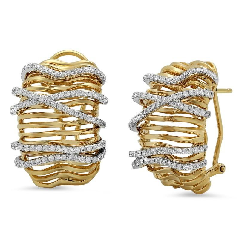 Dames Oorknopjes 1 Karaat Ronde Echt Diamanten Tweekleurig Goud 14K