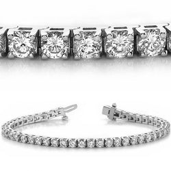 Dames Tennisarmband 7,40 Ct Rond Geslepen Echt Diamanten Wit Goud 14K