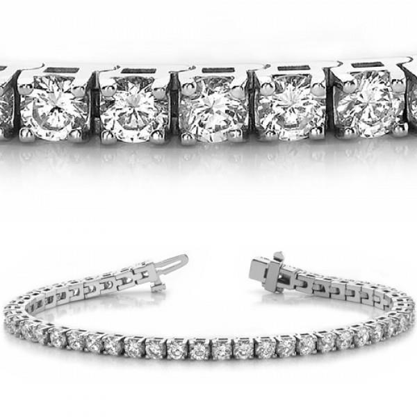Dames Tennisarmband 7,40 Ct Rond Geslepen Echt Diamanten Wit Goud 14K