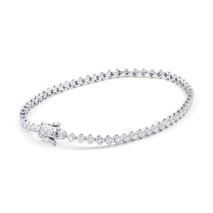 Damesarmband 3 karaat Rond Geslepen Kleine Echt Diamanten Witgoud 14K - harrychadent.nl