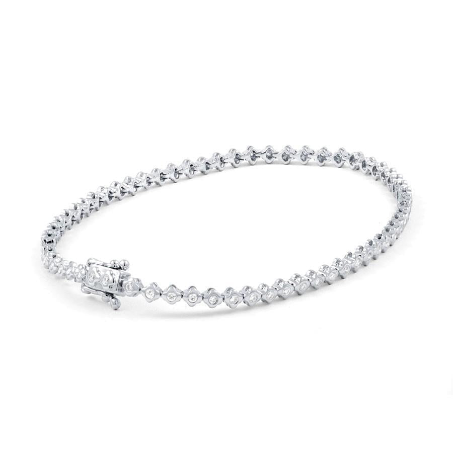 Damesarmband 3 karaat Rond Geslepen Kleine Echt Diamanten Witgoud 14K - harrychadent.nl