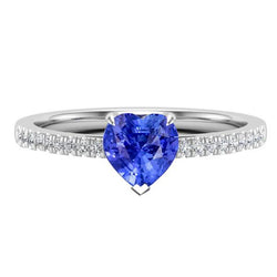 Damesring Hart Ceylon Saffier Met Pave Diamanten Accenten 2 Karaat