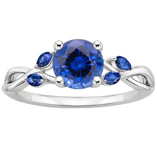 Damesring Rond & Markiezin Ceylon Sapphire Edelstenen 2.50 Karaat - harrychadent.nl